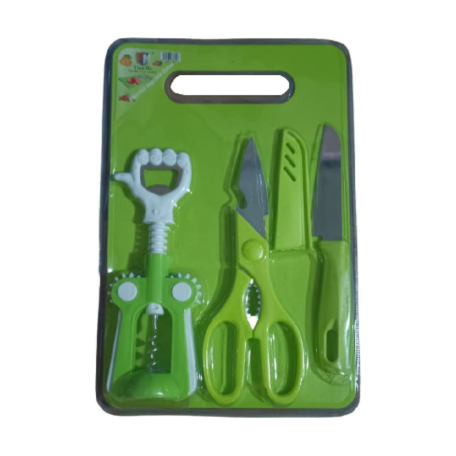 Plastic Chopping Board with Knife Set and Scissor And Wine Stainless Steel And Plastic Kitchen item Multipurpose cutting vegetables - Discount Karo