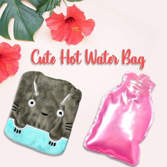 Grey Cat Print Small Hot Water Bag with Cover for Pain Relief - Discount Karo