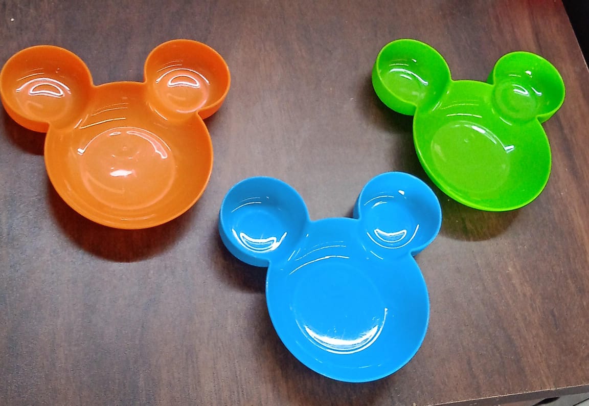 Mickey Mouse Shape Plates for Kids, BPA Free, & Unbreakable Children’s Food Plate, Kids Bowl, Fruit Plate, Baby Cartoon Bowl Plate, Tableware (1 Pc) - Discount Karo