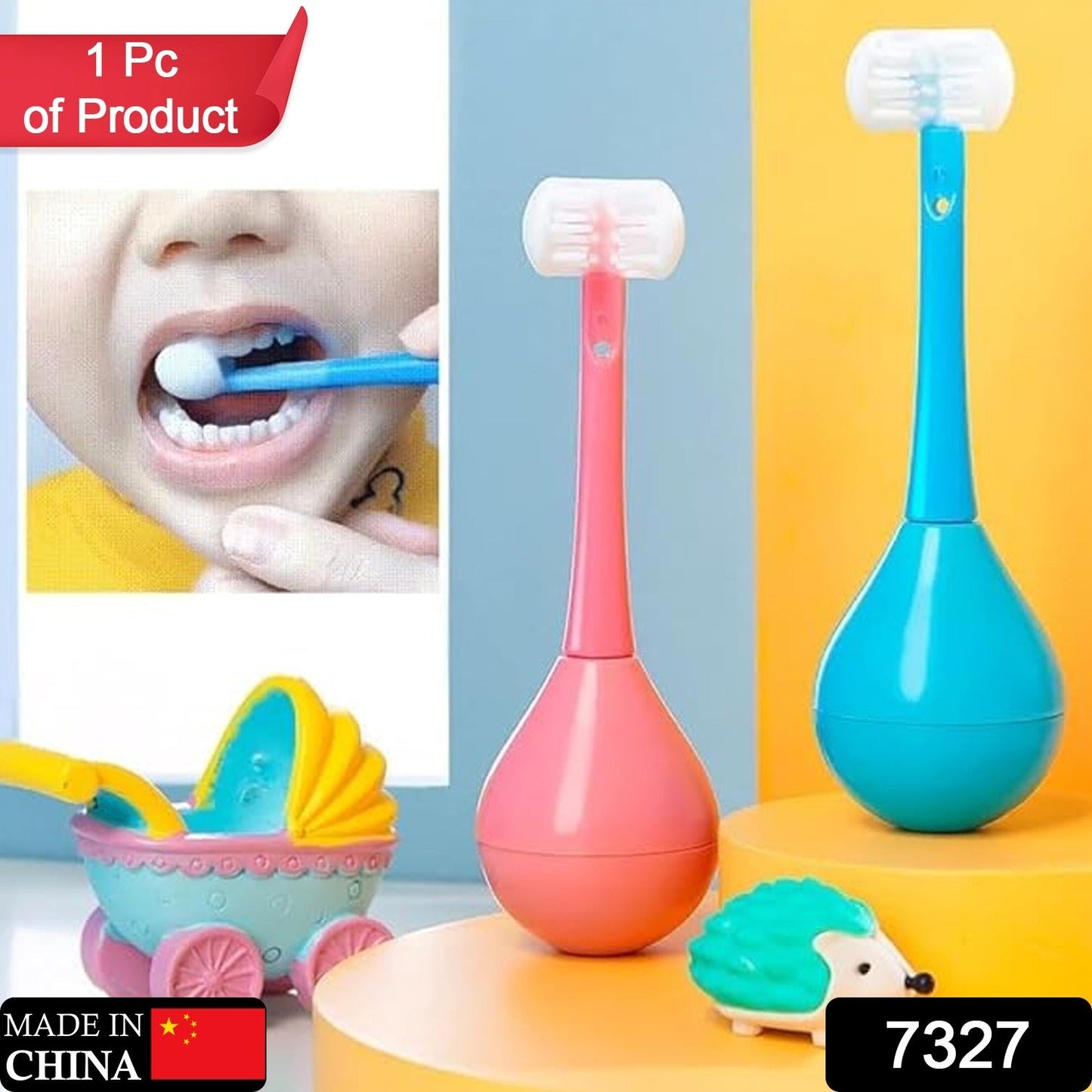 Toothbrush - Soft Bristle Toothbrush - 3-Sided Training Toothbrush With Silicone Head, Inverted Cleaning Toothbrush for Aged 2-12, Children's Cleaning (1 Pc) - Discount Karo