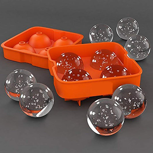 Ice Trays for Freezer Whiskey Ice Cube Plastic Ball Maker Mold Sphere Mould 4 Holes New Ice Balls Party Brick Round Tray Bar Tool ice for Whiskey - Discount Karo