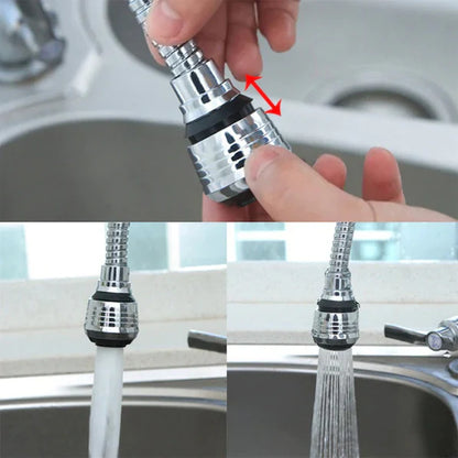 Flexible 360 Degree Stainless Steel Faucet Turbo Flex Sprayer Water Extender for Easy Clean Sink Water Saving Extension Jet Stream Spray Setting Faucet for Kitchen / Bathroom