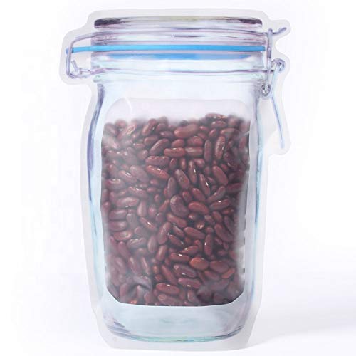 1075 Reusable Airtight Seal Plastic Food Storage Mason Jar Zipper (1000ml) 