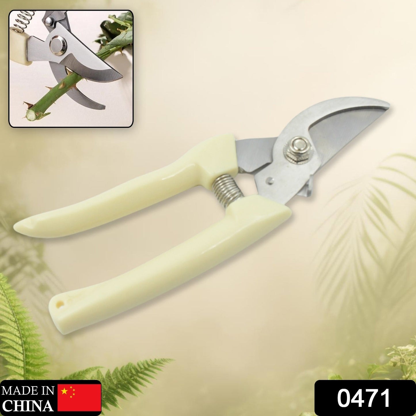 Stainless Steel Pruning Shears with Sharp Blades and Comfortable handle - Durable Hand Pruner for Comfortable and Easy Cutting, Heavy Duty Gardening Cutter Tool Plant Cutter for Home Garden | Wood Bran (1 Pc) - Discount Karo