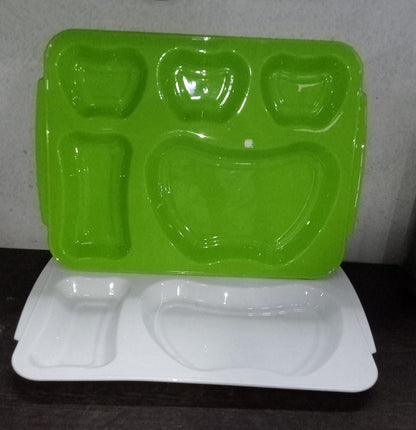 Unbreakable Plastic Food Plates / Biodegradable 5 Compartment Square Plate for Food - Discount Karo