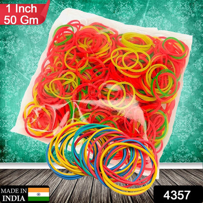 Rubber Band For Office/Home and Kitchen Accessories Item Products, Elastic Rubber Bands, Flexible Reusable Nylon Elastic Unbreakable, For Stationery, School  Multicolor (1 Inch, 50 GM) - Discount Karo