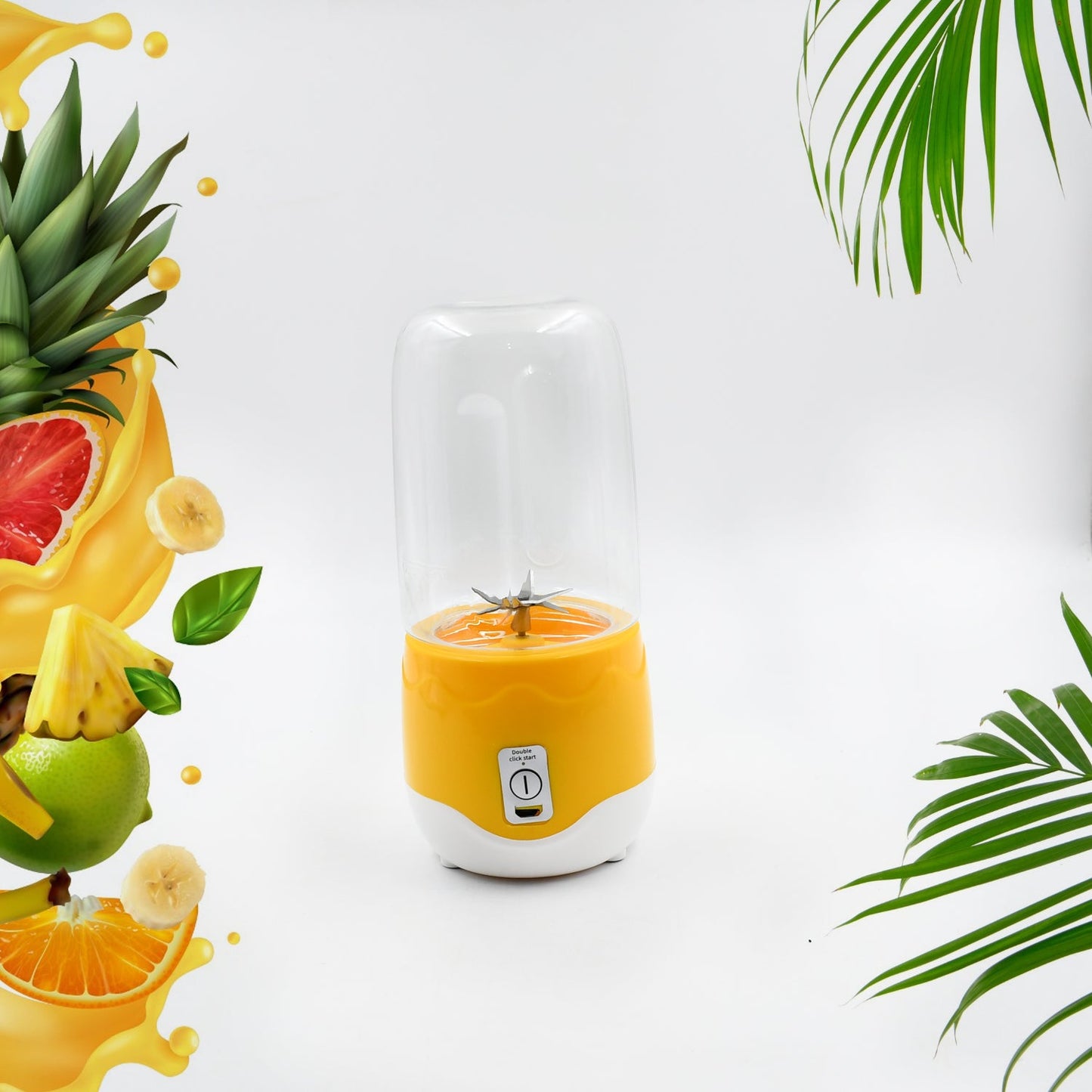 Portable Electric USB Juice Maker 6 blade Blender Grinder Mixer Personal Size, USB Rechargeable Mini Juicer for Smoothies and Shakes with Juicer Cup - 400ml - Discount Karo