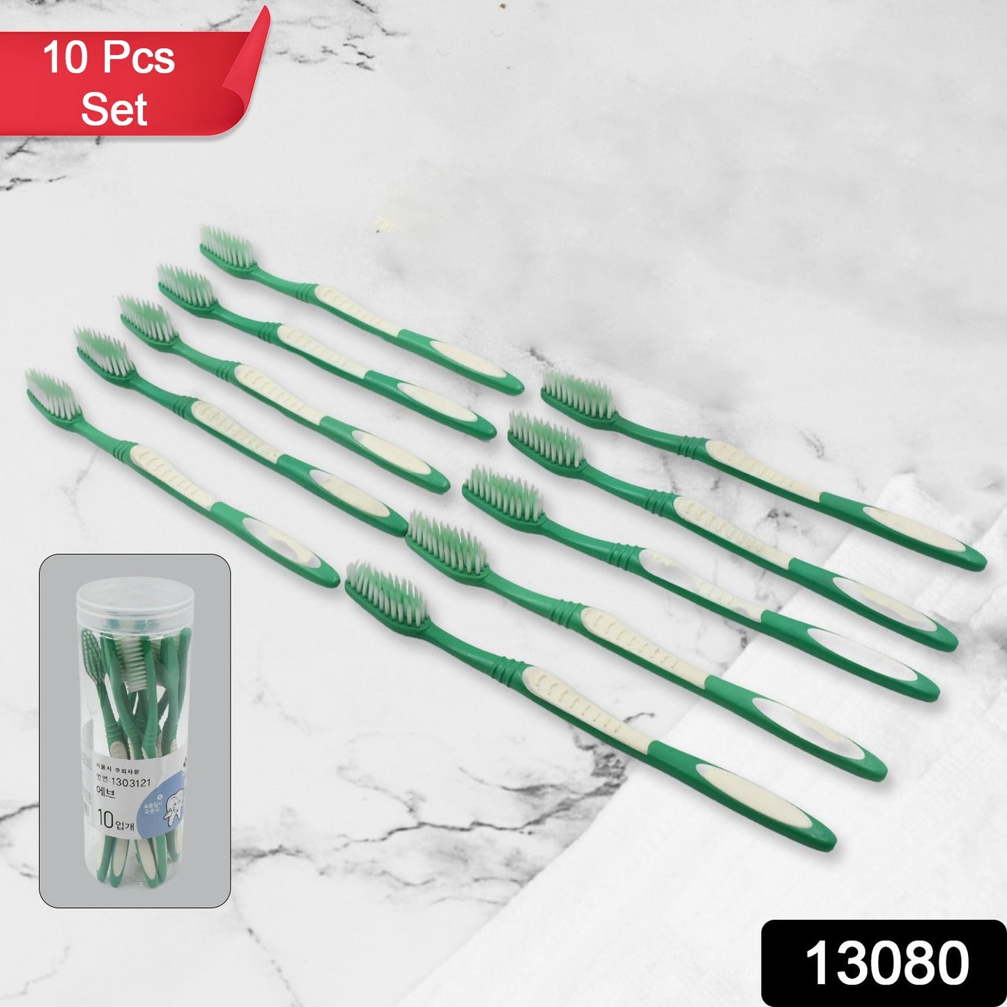 Plastic Toothbrush With Plastic Round Box for Men and Women, Kids, Adults Plastic Toothbrush (10 pcs Set)  - Discount Karo