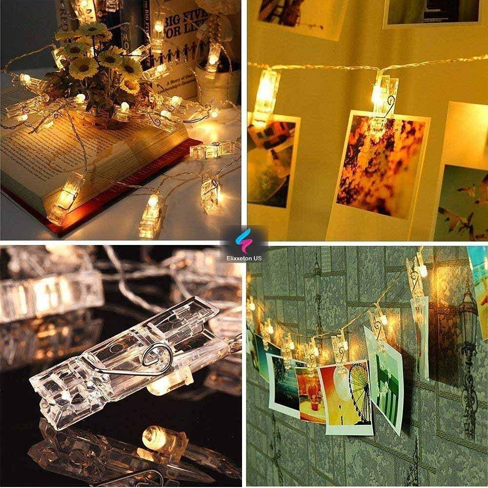 Home 16 LED Photo Clip String Lights for Hanging Photos Cards - Discount Karo