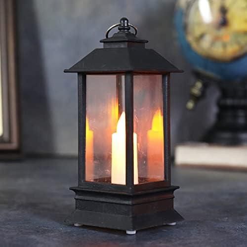 Decorative Lanterns Hanging Lantern with Flashing Led Pillar Candles Battery Operated(Pack Of 6)