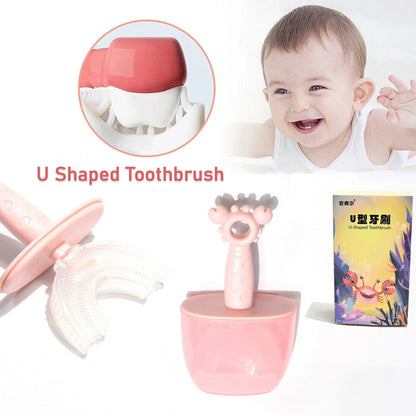 Kids U Shaped Toothbrush Children Baby Silicone Kids Toothbrush U Shaped Silicone Brush Head for 360 Degree Cleaning Suitable For 2-6 Years (1 Pc) - Discount Karo