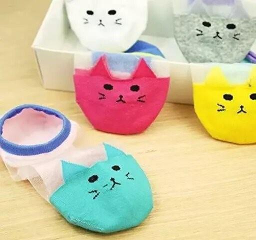 Women's Cute Cat Ankle High Cotton Soft Low Cut Socks