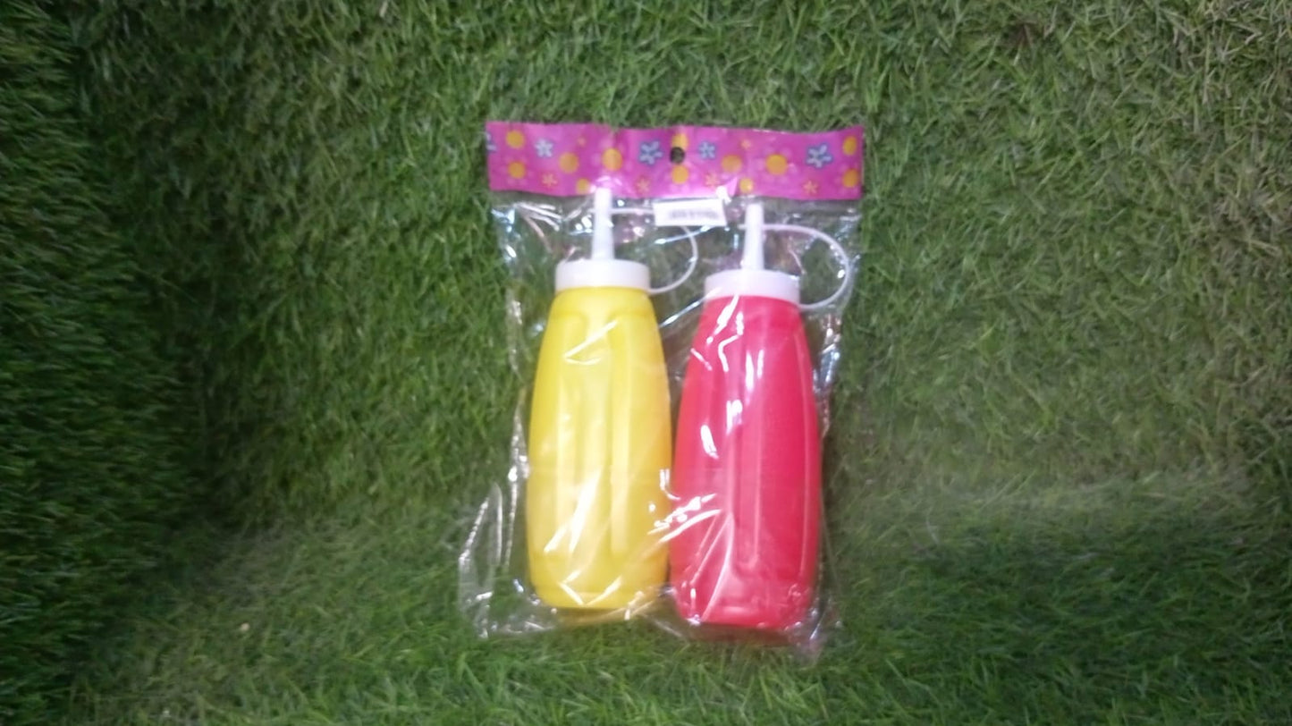 Plastic Squeeze Bottle Ketchup Mustard Honey Sauce Dispenser Bottle ( 2 Pc Set ) - Discount Karo