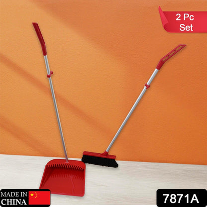 Broom and Dustpan Cleaning Set Long Handled Dustpan and Brush Handle Dust Pan Broom Sweeper Long Handle Broom and Dustpan Set for Kitchen, Home, Lobby Schools, Hospital etc.