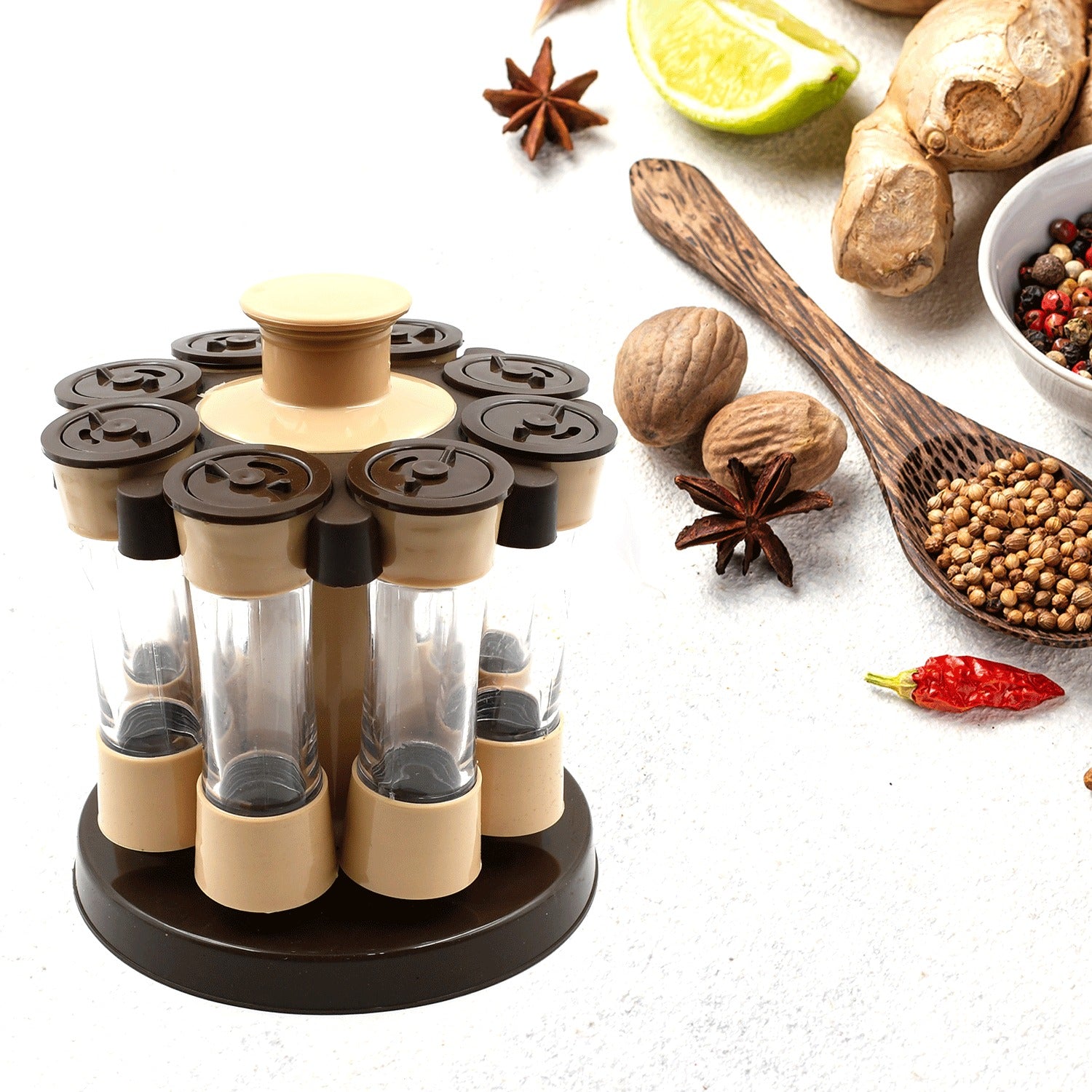 Revolving Spice Rack, 8 Spice jars with 120 ml, Condiment Set - Discount Karo