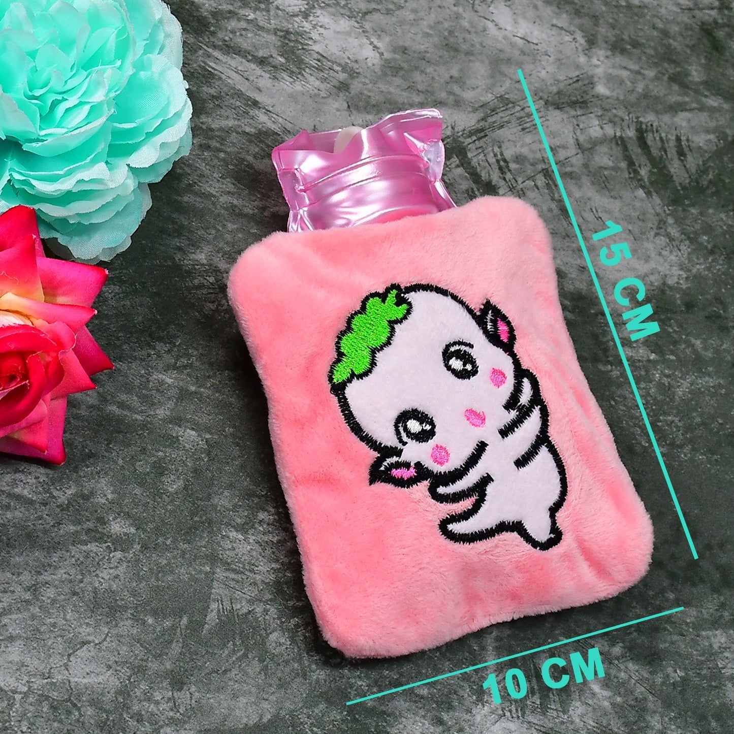 Pink Cartoon Small Hot Water Bag with Cover for Pain Relief - Discount Karo