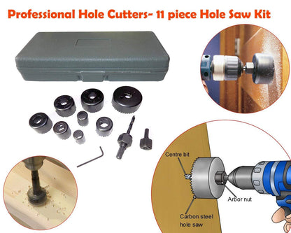 Wood Hole Saw Cutting Set (11 pcs, 19-64mm, Multicolour) - Discount Karo