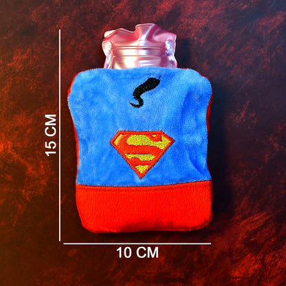 Superman Print Small Hot Water Bag with Cover for Pain Relief - Discount Karo