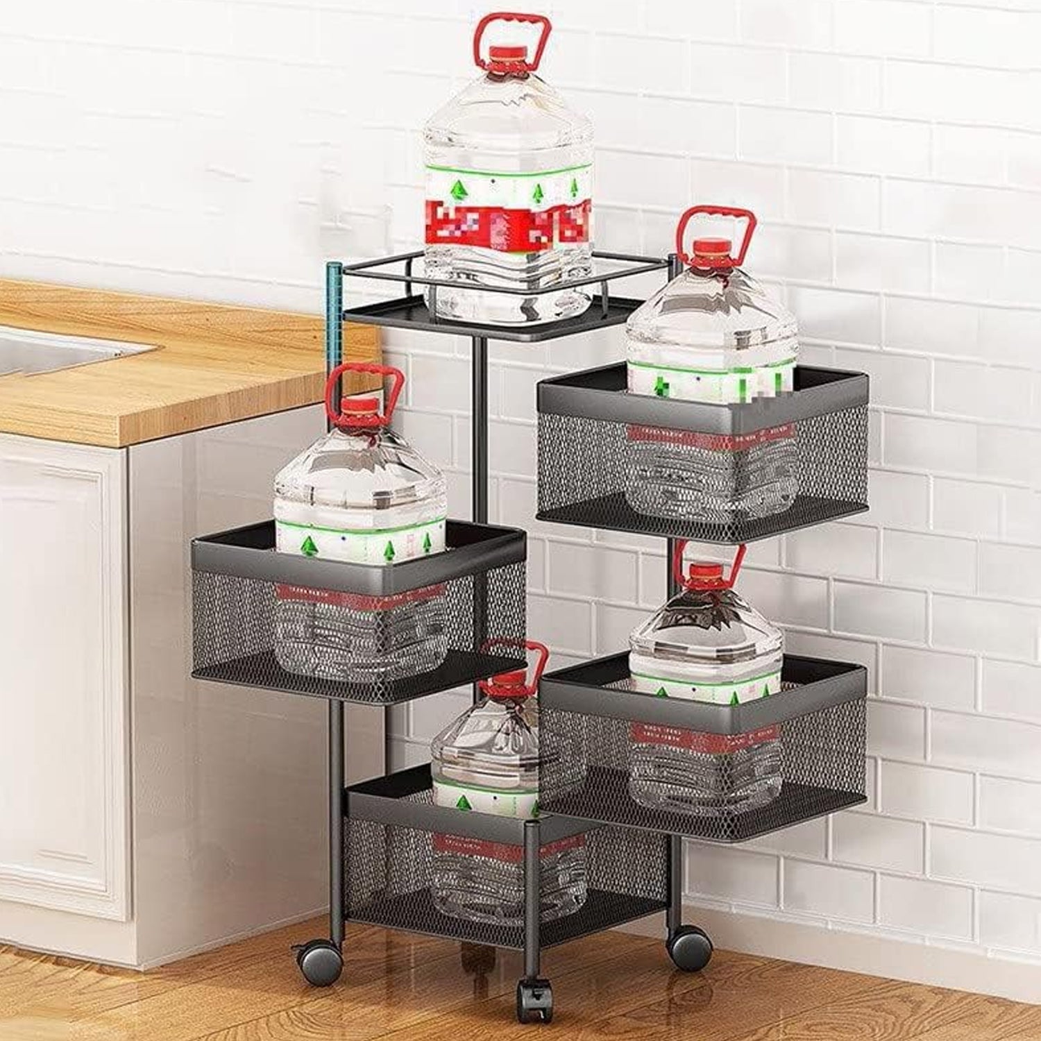 Metal High Quality Kitchen Trolley Kitchen Organizer Items and Kitchen Accessories Items for Kitchen Rack Square Design for Fruits & Vegetable Onion Storage Kitchen Trolley with Wheels (4 Layer) - Discount Karo