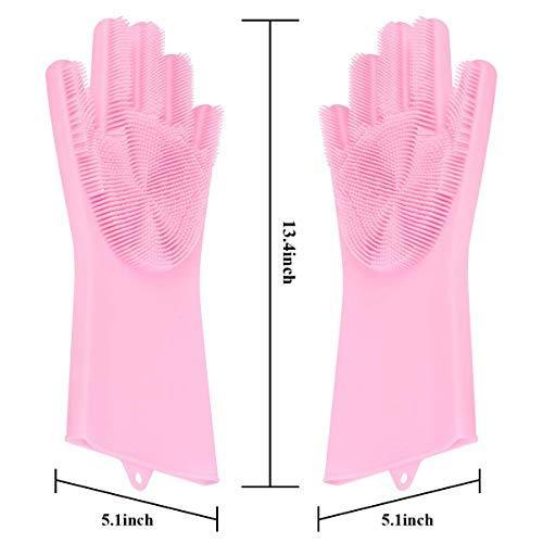 Reusable Silicone Cleaning Brush Scrubber Gloves (Multicolor)