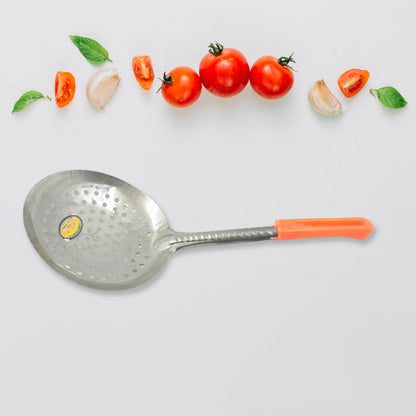 Colander Spoon, Non Slip Hand Polished Thickened Hot Pot Spoon for Kitchen for Restaurant, Stainless Steel Cooking Colander Skimmer Slotted Spoon Kitchen Strainer Ladle with Long Handle for Kitchen Cooking Baking (35 Cm) - Discount Karo