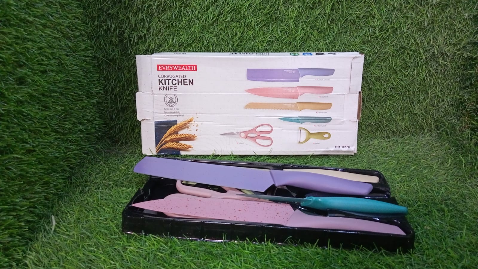 Professional Colorful Kitchen Knives Set of 6 Pieces, Non-Stick Blades with High Carbon Stainless Steel, Sharp Kitchen Cutting Knives Set for Slicing, Paring and Cooking, Chef Kitchen Knives Set - Discount Karo