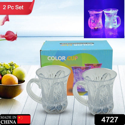 Flashing Cup LED Water Sensor Light up Cup with Handle for Home Kitchen Fun Luminous Water Cup, Party / Birthday / Nightclub / Christmas / Disco Entertainment Cup (2 Pcs Set) - Discount Karo