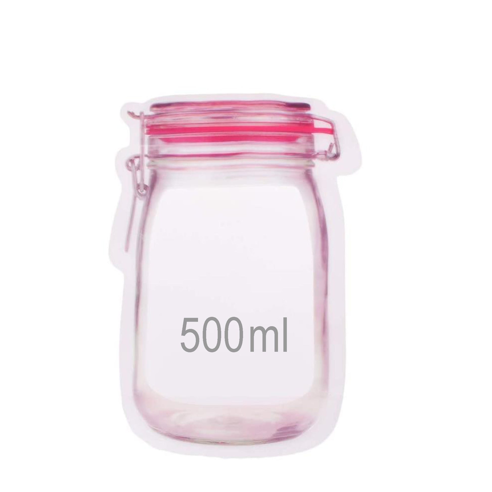 Reusable Airtight Seal Plastic Food Storage Mason Jar Zipper (500ml) - Discount Karo