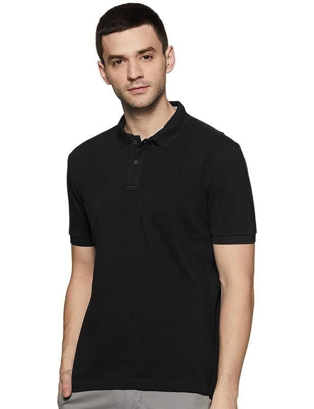 Polycotton Solid Half Sleeves Polo Neck T-Shirt