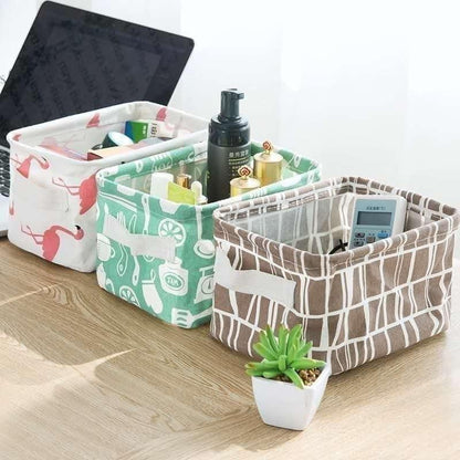 Canvas Fabric Basket with Handle - Discount Karo