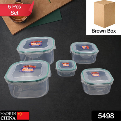 Kitchen Containers Set, Fridge Storage Boxes, Plastic Containers for Kitchen Organizer, Kitchen Accessories Items for Storage Organizer, Snap-Seal (lunch box/storage organizer) (5 Ps Set) - Discount Karo