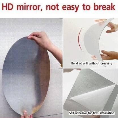 Wall Daddy Oval Shape Plastic Mirror For Wall Size (20x30)Cm Flexible Mirror Curve Rectangle