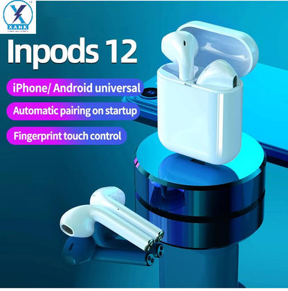 XANK TWS I12 InPods 12 Wireless Airpods with Mic Bluetooth Headset (ASSORTED COLOUR, True Wireless)