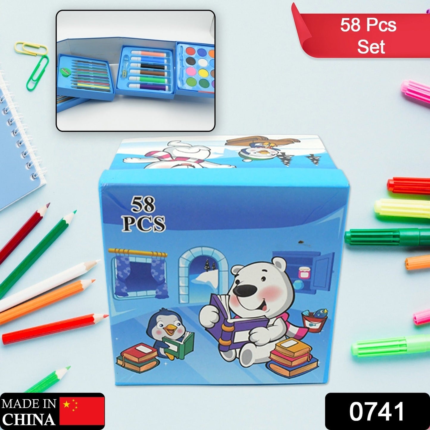 Color Pencil, Crayons, Water Color, Sketch Pen Art (58 Pcs Set) - Discount Karo