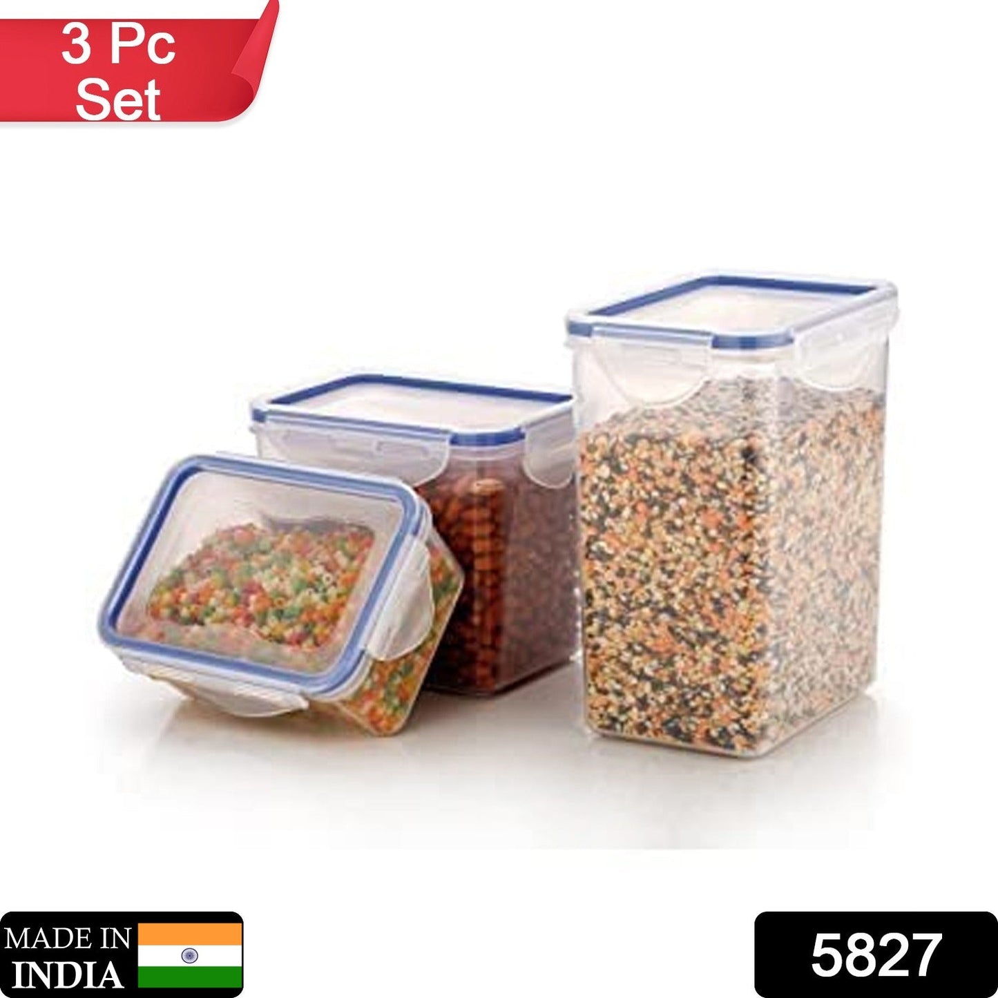 Rectangle Food Storage Containers: Airtight, Leak-Proof Lids (3-Pack, Clear ABS) - Discount Karo