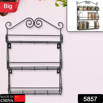 Big Wall Mounted Iron Wall Shelf with 3 Storage Racks for Kitchen, Pantry, Cabinet, Counter top or Free Standing, Rack Holder for Kitchen - Discount Karo