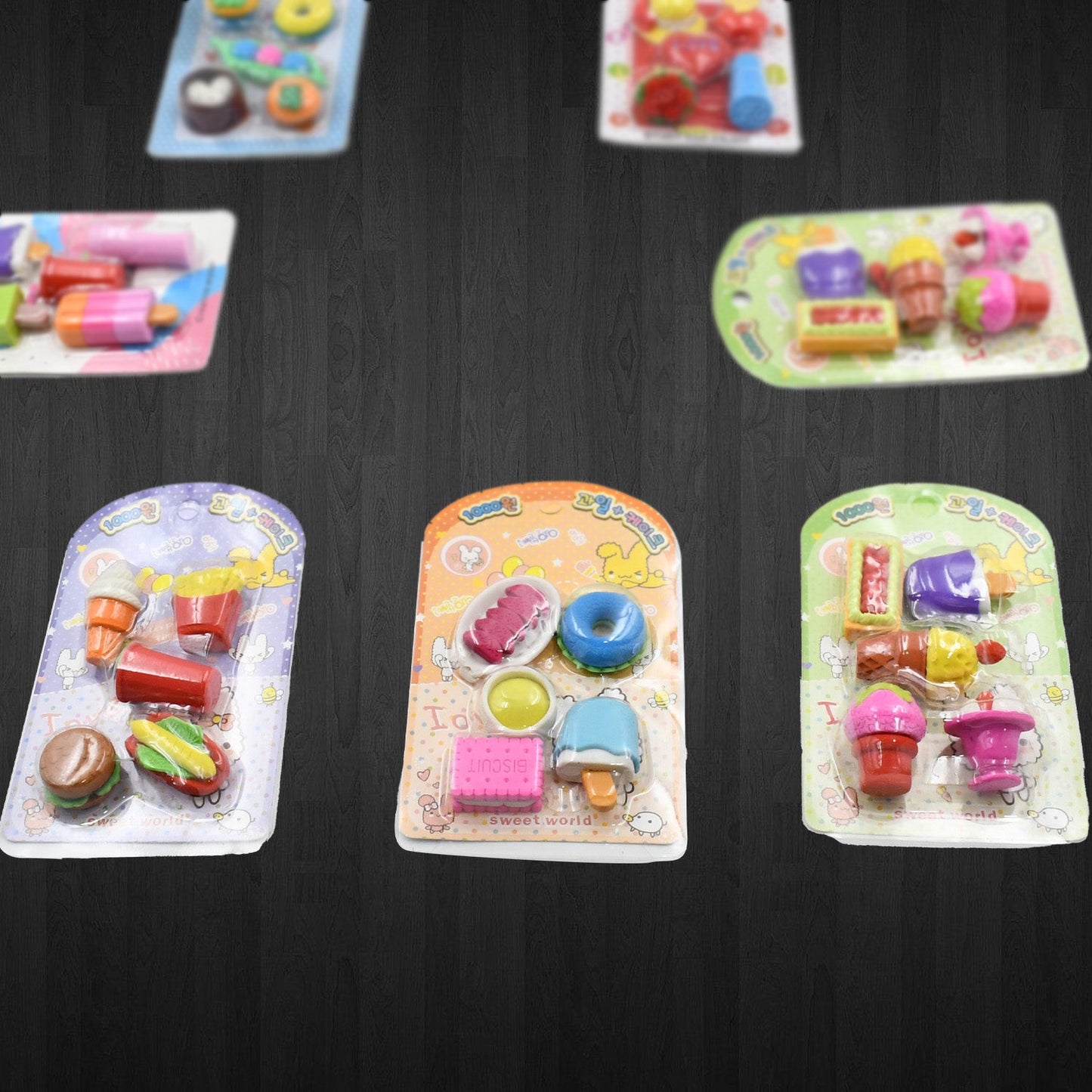 Mix Design 1Set Fancy & Stylish Colorful Erasers for Children Different Designs & Mix, Eraser Set for Return Gift, Birthday Party, School Prize (1Set) - Discount Karo