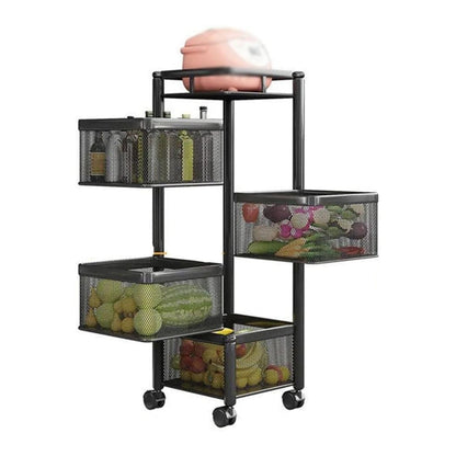 Metal High Quality Kitchen Trolley Kitchen Organizer Items and Kitchen Accessories Items for Kitchen Rack Square Design for Fruits & Vegetable Onion Storage Kitchen Trolley with Wheels (4 Layer) - Discount Karo