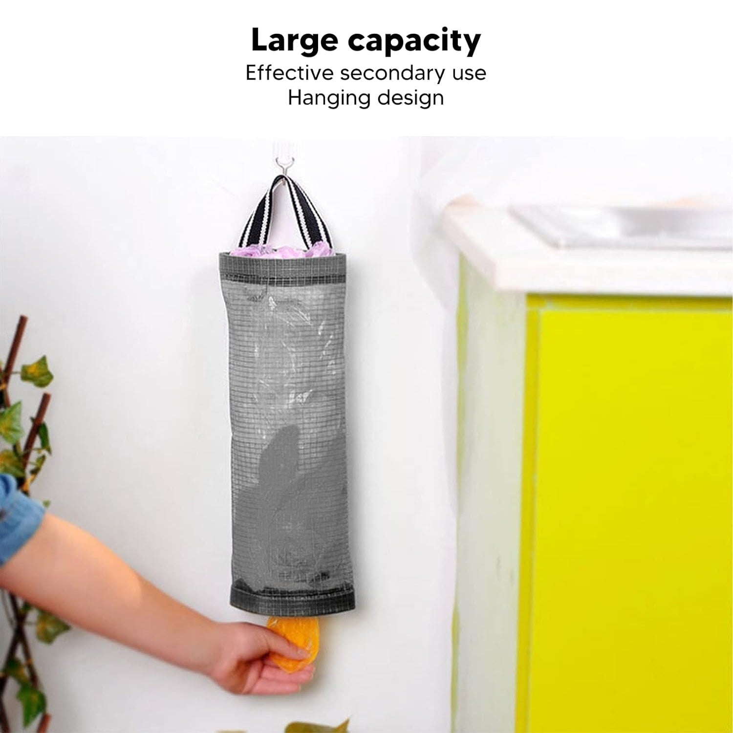 Hanging Waste Bag Holder, Garbage Bag Storage Bag, Widening Handle Hanging Sturdy for Store Garbage Bags Home Store Debris Kitchen, Bedroom Large Capacity for Restaurant (1 Pc) - Discount Karo