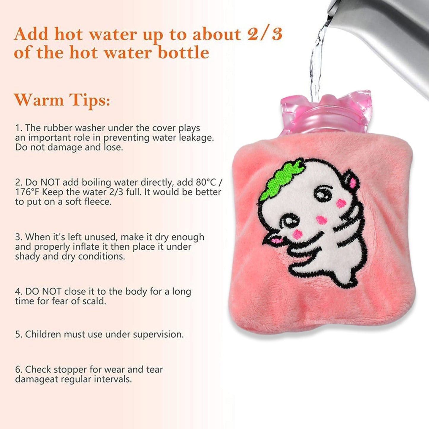 Pink Cartoon Small Hot Water Bag with Cover for Pain Relief - Discount Karo