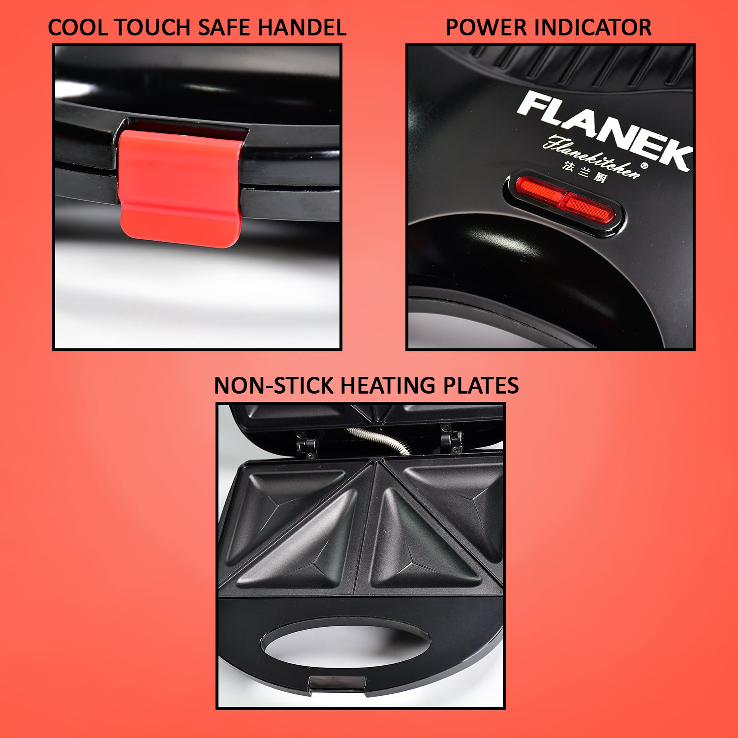 2819 Sandwich Maker Makes Sandwich Non-Stick Plates| Easy to Use with Indicator Lights 