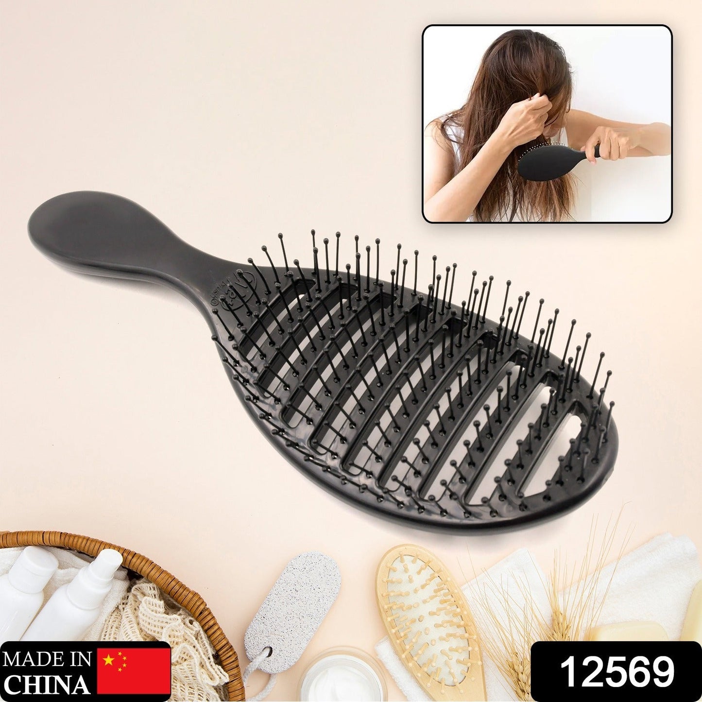 Anti-static Scalp Massage Hair Brush Comb for Curly Straight Hair,  Womens Hair Brush Wet, Detangling Brush for Curly Hair Detangler, Wet Hair Brush Detangler, Girls Hair Brush (1 Pc ) - Discount Karo