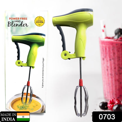 Power Free Manual Hand Blender with Stainless Steel Blades, Milk Lassi Maker, Egg Beater Mixer Rawai - Discount Karo