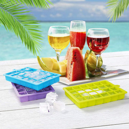 Silicone Ice Cube Trays 24 Cavity Per Ice Tray [Multicolour] - Discount Karo