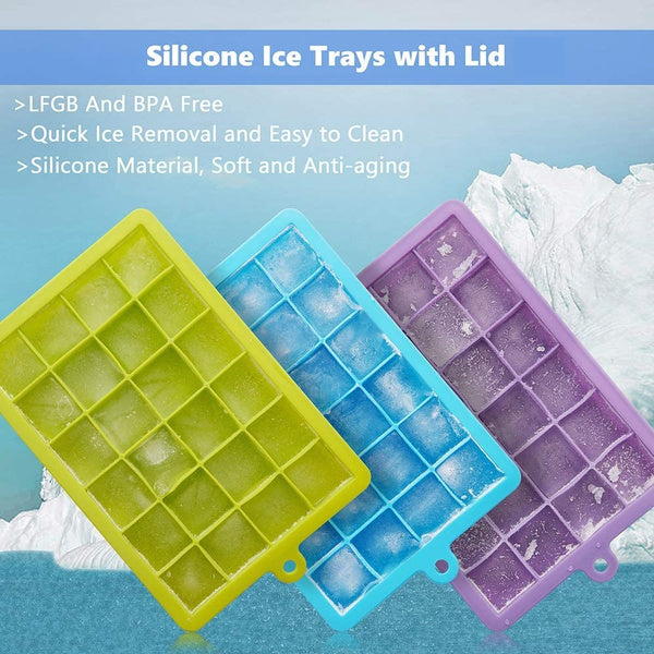 Silicone Ice Cube Trays 24 Cavity Per Ice Tray [Multicolour] - Discount Karo