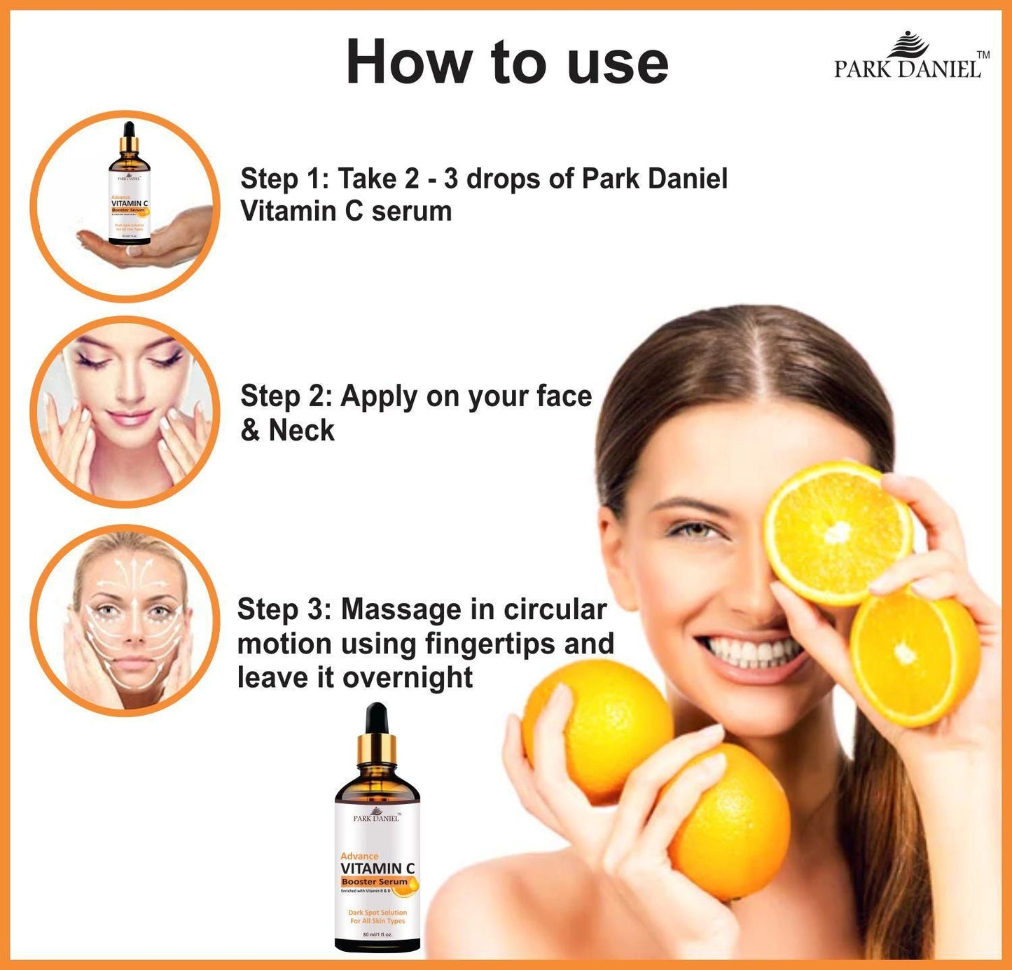 Park Daniel Vitamin C Booster Serum For Nourished & Bright Skin with Antioxidant Rich Vitamin C Extract, Non Greasy Combo Pack of 2 of 30 ML (60 ML)