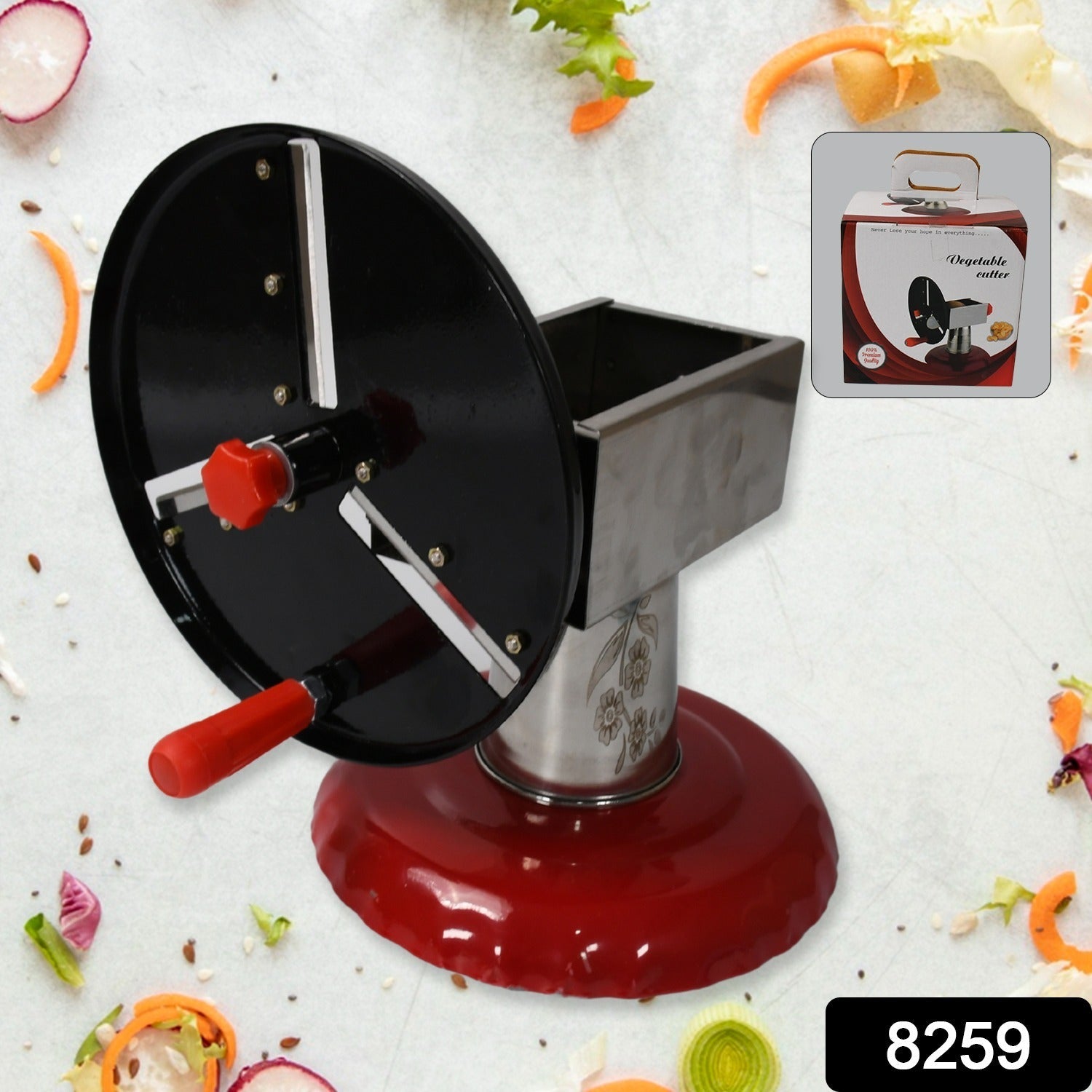 Stainless Steel Chips Maker and Vegetable Slicer for Kitchen Potato Slicer Graters and Chippers. Chips Maker is Suitable for Vegetable Cuttings. Chips Maker Consist Hard Coated Iron Wheel and Stand. - Discount Karo