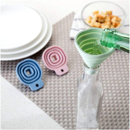 0828 Flexible Silicone Foldable Kitchen Funnel for Liquid/Powder Transfer Hopper Food (Small) 