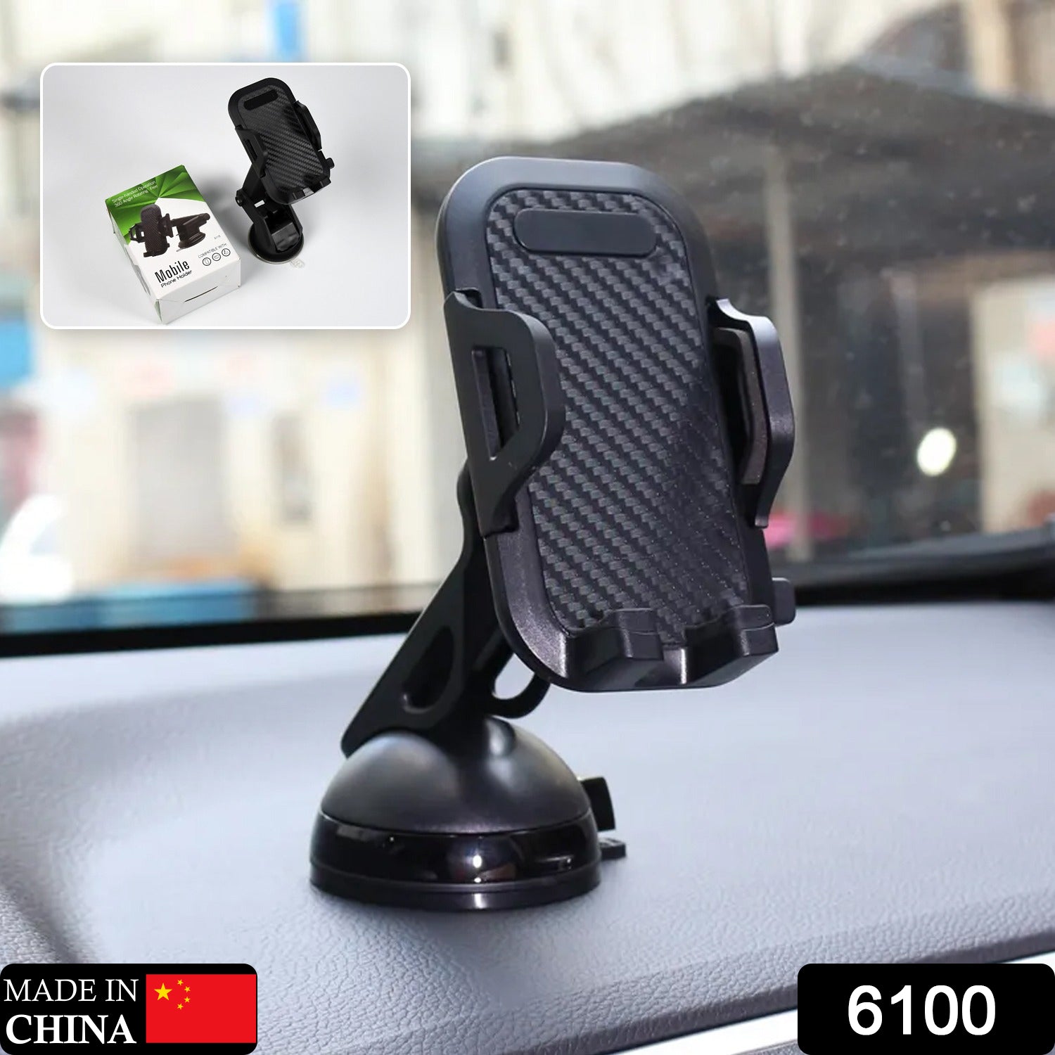 6100 Mobile Phone Holder for Car Mobile Phone Holder Dashboard Windscreen 3 in 1 Smartphone Holder Car 