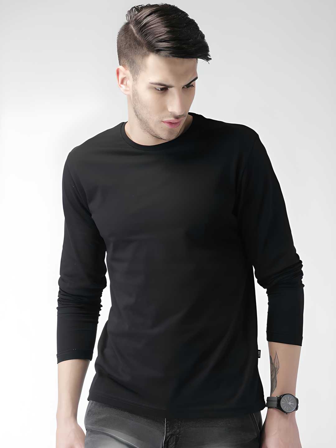 Cotton Solid Full Sleeves T-Shirt